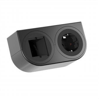 PIX HOLDER DOUBLE, 1x CEE7/3, 1x CM, CEE7/7, schwarz, 2m 