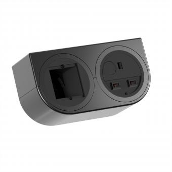 PIX HOLDER DOUBLE, 1x UK, 1x CM, BS1363, schwarz, 2m 