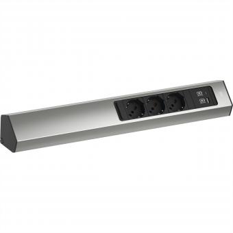 CASIA2 3xP40 1xUSB A/C 22W, 2,0m AEH, Edelstahl-Optik, Italien 