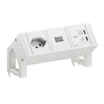 DESK2 white 1xCH 90°, 1xUSB C/C 65W L=0,2m RAL9010 