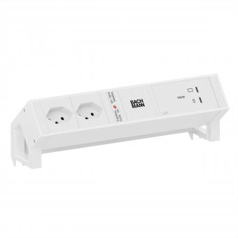 DESK2 white 2xCH 90°, 1xUSB C/C 100W L=0,2m RAL9010 