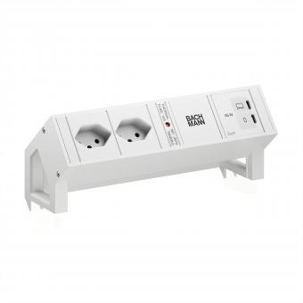 DESK2 white 2xCH 90°, 1xUSB C/C 65W L=0,2m RAL9010 