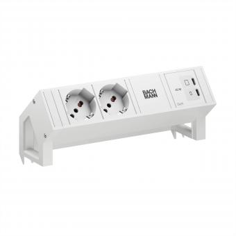 DESK2 white 2xP40, 1xUSB C/C 45W L=0,2m RAL9010 