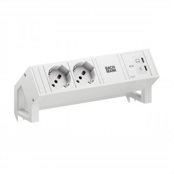 DESK2 white 2xP40, 1xUSB C/C 65W L=0,2m RAL9010 