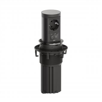 ELEVATOR2 1xCEE7/3 1xUSB-C/C45W, aspect acier inoxydable, 2,0m AEH 