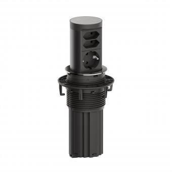 ELEVATOR2 1xCEE7/3 2xEuro, Edelstahl-Optik 2,0m AEH 