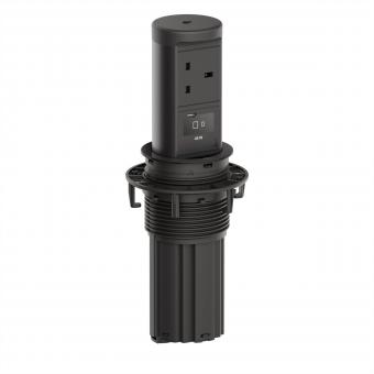 ELEVATOR2 1xUK 1xUSB C, Wireless Charger 15W RAL9005 L=2m UK13A 