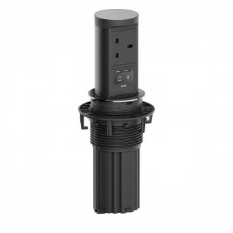 ELEVATOR2 1xUK 1xUSB, 1xUSB C/C 45W Edelstahl-Optik L=2m UK13A 