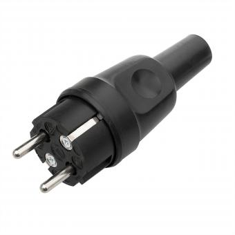 Schwerer Schutzkontaktstecker, Vollgummi schwarz 