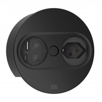 TWIST2 1xCH 1xUSB A/C 22W, L=0,2m RAL9005 30GE rund 