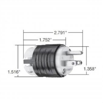 USA-Stecker, 2-polig, 3-adrig, 15A/125V, schwarz 