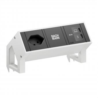 DESK2 1xCH 90° 1xUSB C/C 65W, L=0,2m RAL9010 
