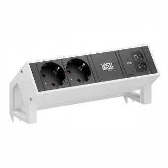 DESK2 2xCEE7/3 1xUSB C/C 45W, L=0,2m RAL9010 