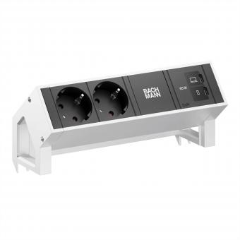 DESK2 2xCEE7/3 1xUSB C/C 65W, L=0,2m INOX 