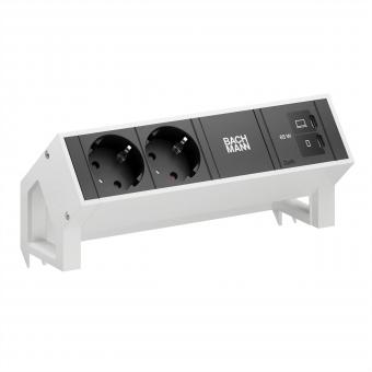 DESK2 2xCEE7/3 1xUSB C/C 65W, L=0,2m RAL9010 