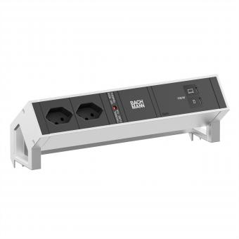 DESK2 2xCH 90° 1xUSB C/C 100W, L=0,2m INOX 
