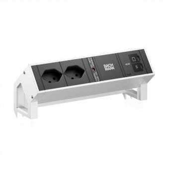 DESK2 2xCH 90° 1xUSB C/C 45W, L=0,2m INOX 