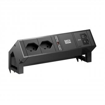 DESK2 2xCH 90° 1xUSB C/C 45W, L=0,2m RAL9005 