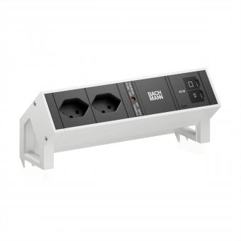 DESK2 2xCH 90° 1xUSB C/C 45W, L=0,2m RAL9010 