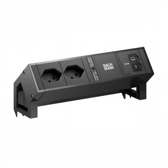 DESK2 2xCH 90° 1xUSB C/C 65W, L=0,2m RAL9005 