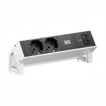 DESK2 2xP40 1xUSB C/C 45W, L=0,2m INOX 