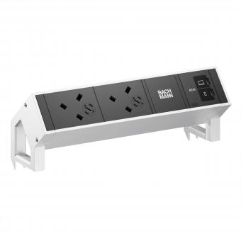 DESK2 2xUK 1xUSB C/C 65W, L=0,2m INOX 