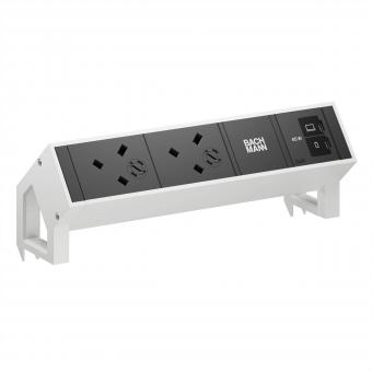 DESK2 2xUK 1xUSB C/C 65W, L=0,2m RAL9010 