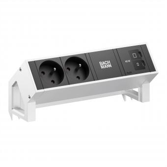DESK2 2xUTE 1xUSB C/C 45W, L=0,2m INOX 