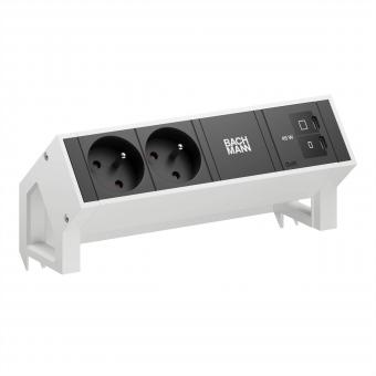 DESK2 2xUTE 1xUSB C/C 45W, L=0,2m RAL9010 