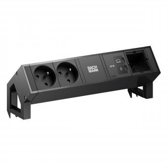 DESK2 2xUTE 1xUSB C/C 65W, 1xCM L=0,2m RAL9005 