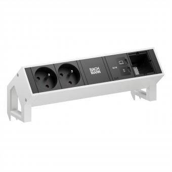 DESK2 2xUTE 1xUSB C/C 65W, 1xCM L=0,2m RAL9010 