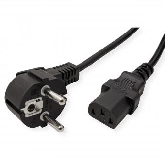 Netzkabel, CEE7/7-Stecker & IEC-Buchse gerade, schwarz, 3m 