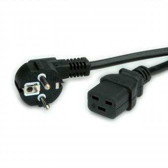 Netzkabel Schutzkontakt CEE7/7 - IEC320-C19, 16A, schwarz, 0,8m 