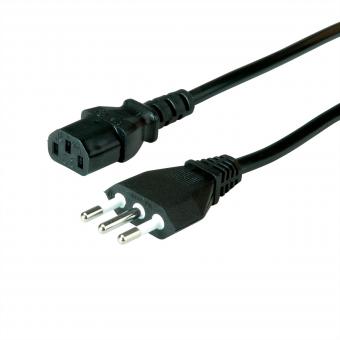 Netzkabel, gerade IEC-Buchse, Italien, schwarz, 0,6m 