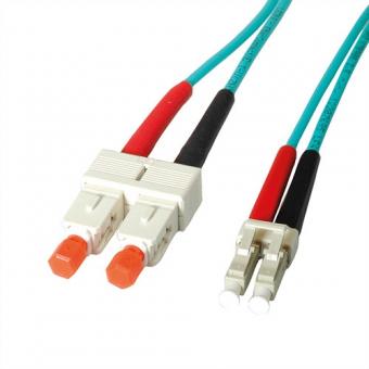 Câble à fibres optiques, duplex, 50/125µm, OM3, Suhner LC/SC 