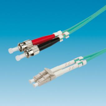 Câble à fibres optiques, 50/125µm, OM3, LC/ST, turquoise 