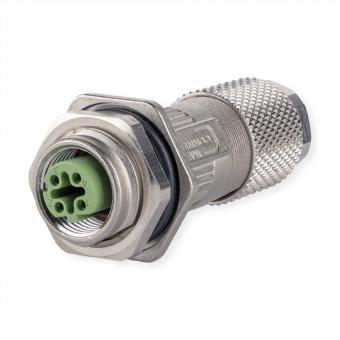 M12 / M12 connecteur codage D IP67 Cat. 5, Ø 6-9,7mm à confectionner sur site avec bride 