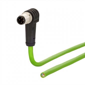 Anschlussleitung M12 Stecker 4-polig D-kodiert, gewinkelt, 5m 