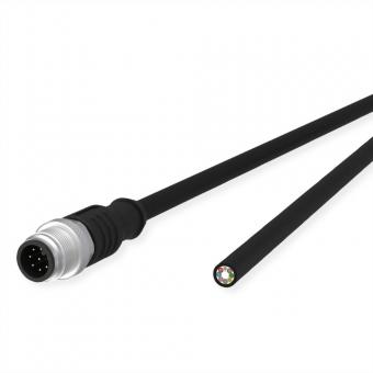Câble de capteur/actionneur M12, codage A, M12 connecteur droit - extrémité ouverte, noir, 2m 
