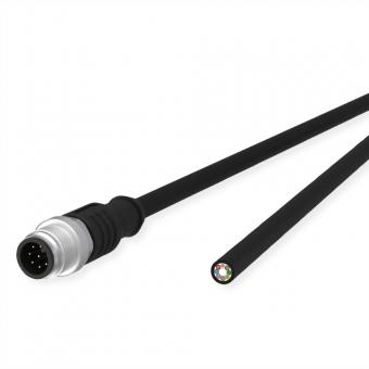 Câble de capteur/actionneur M12, codage A, M12 connecteur droit - extrémité ouverte, noir, 10m 