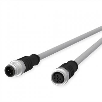 Câble de capteur/actionneur M12, codage A, M12 connecteur droit - M12 connecteur femelle droit, gris, 5m 