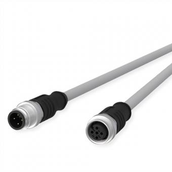 Câble de capteur/actionneur M12, codage A, M12 connecteur droit - M12 connecteur femelle droit, gris, 10m 