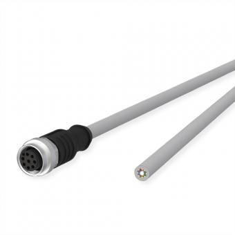 Câble de capteur/actionneur M12, codage A, M12 connecteur femelle droit - extrémité ouverte, gris, 1m 