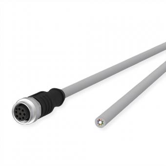 Câble de capteur/actionneur M12, codage A, M12 connecteur femelle droit - extrémité ouverte, gris, 2m 