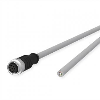 M12 Sensor-/Aktorleitung, A-kodiert, M12 Buchse gerade, freies Leitungsende, grau, 5m 