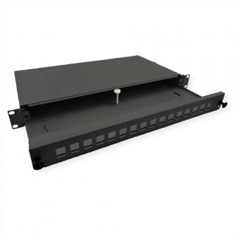 Panneau FO 19-pouces vide, 1U, 16 ports, pour Keystones FO, noir 