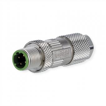 M12 Stecker, D-kodiert, IP67 Cat. 5, feldkonfektionierbar, gerade 