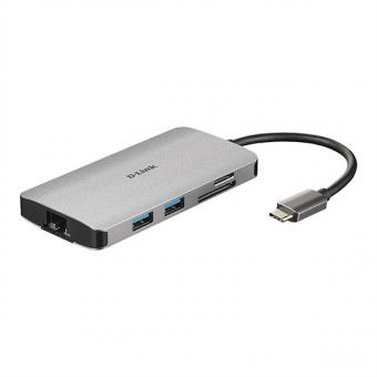 DUB-M810 USB-C, 8-Port USB 3.0 Hub, HDMI, Ethernet, Lecteur de cartes, Alimentation 
