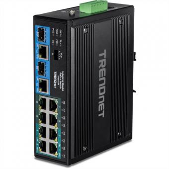 TI-BG104 10 Port Rail Switch, Industrial Gigabit PoE++ DIN-Rail 