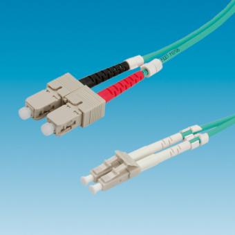 Câble à fibres optiques 50/125µm, OM3, LC/SC, turquoise 